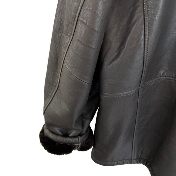 RC Comstock Expedition Aviator Flight Bomber Jacket Brown Leather Faux Fur Lined - Picture 6 of 16